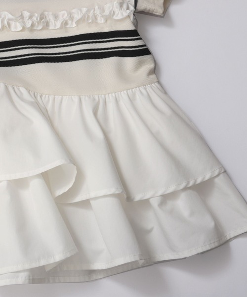 Fit more（フィットモア） ボーダーフリルトップス レディース