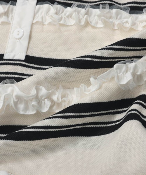 Fit more（フィットモア） ボーダーフリルトップス レディース