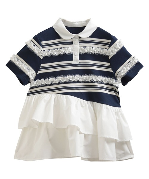 Fit more（フィットモア） ボーダーフリルトップス レディース