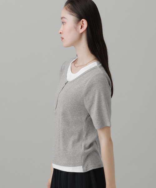 ヘンリーネック tシャツ 半袖 レイヤードヘンリーネック半袖Ｔ / 863036 レディース | LAKOLE | 15