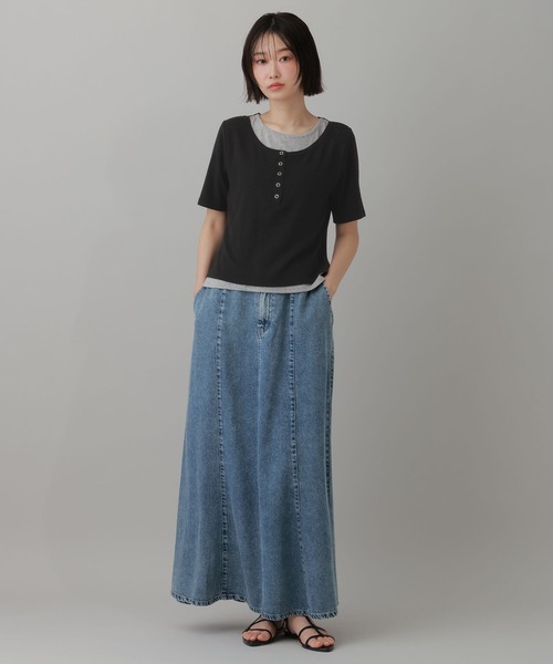 ヘンリーネック tシャツ 半袖 レイヤードヘンリーネック半袖Ｔ / 863036 レディース | LAKOLE | 06