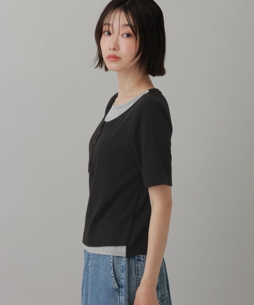 ヘンリーネック tシャツ 半袖 レイヤードヘンリーネック半袖Ｔ / 863036 レディース | LAKOLE | 10