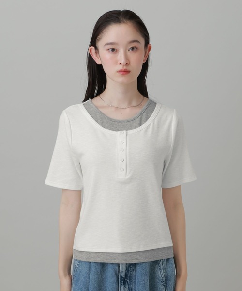 ヘンリーネック tシャツ 半袖 レイヤードヘンリーネック半袖Ｔ / 863036 レディース | LAKOLE | 16