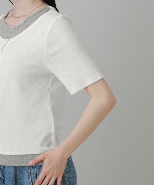 ヘンリーネック tシャツ 半袖 レイヤードヘンリーネック半袖Ｔ / 863036 レディース | LAKOLE | 20