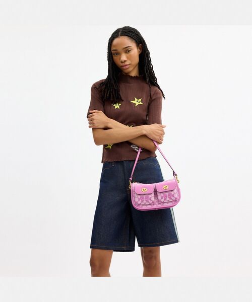 ショルダーバッグ バッグ 「COACH | BRAIN DEAD」ツイン ターンロック ウェイバリー バッグ・シグネチャー ジャカードの画像