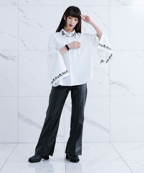 「Ellno Loset」 長袖シャツ SMALL ブラック メンズ_画像4
