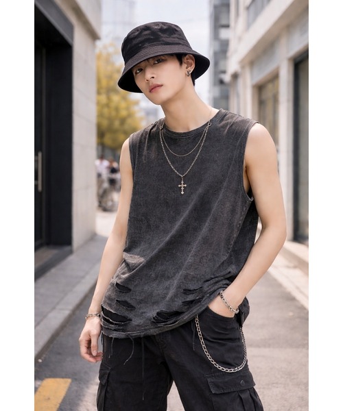 Bling Leads タンクトップ 「Bls」 「ZM」「Bling Leads」チェーン付き