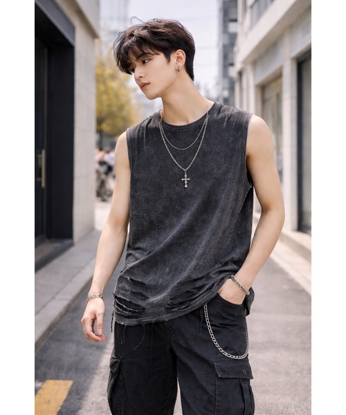 Bling Leads タンクトップ 「Bls」 「ZM」「Bling Leads」チェーン付き