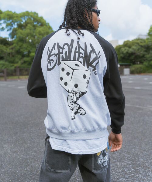 「SEQUENZ」 スウェットカットソー MEDIUM オリーブ メンズ_画像2