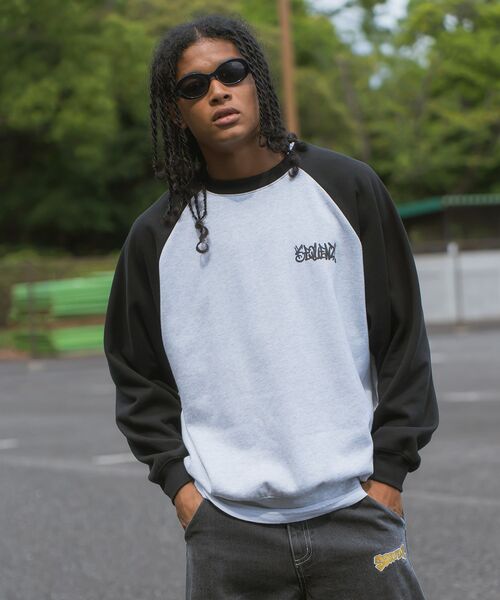 「SEQUENZ」 スウェットカットソー MEDIUM オリーブ メンズ_画像5