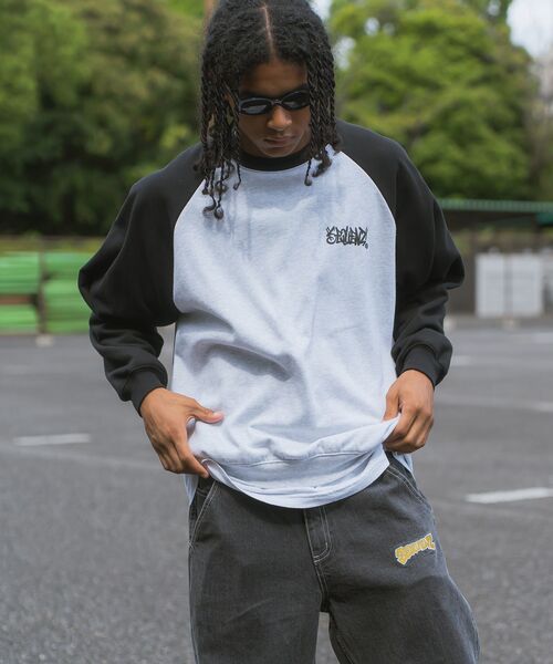 「SEQUENZ」 スウェットカットソー MEDIUM オリーブ メンズ_画像6