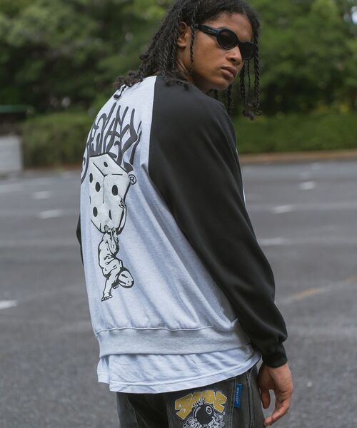 「SEQUENZ」 スウェットカットソー MEDIUM オリーブ メンズ_画像8