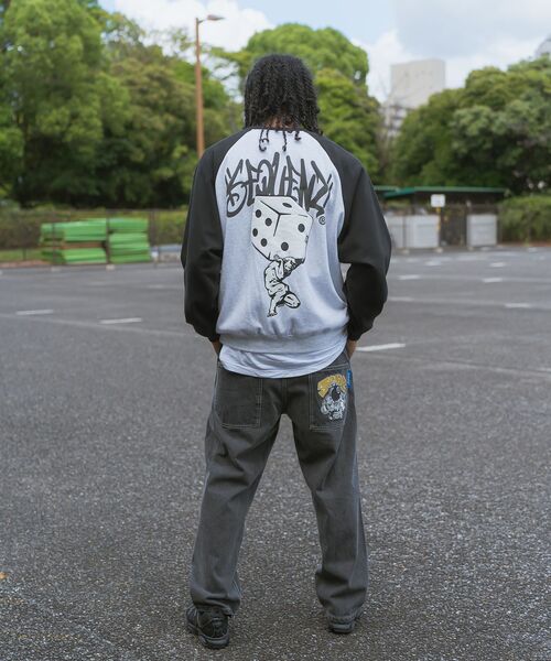 「SEQUENZ」 スウェットカットソー MEDIUM オリーブ メンズ_画像9