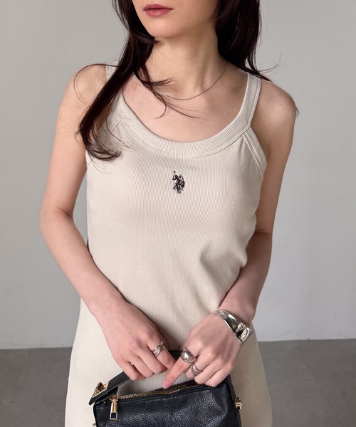 「U.S. POLO ASSN.」 ノースリーブワンピース LL グレー レディース_画像7