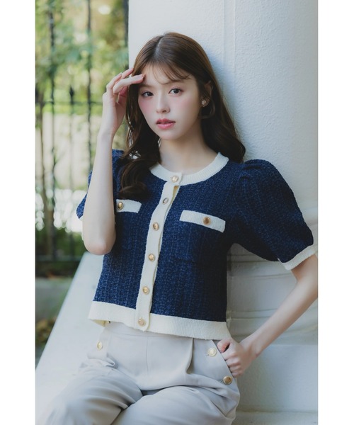 orgue バイカラーニットカーディガン ORGUE（オルグ） ニット セーター Bicolor knit cardigan/バイカラー
