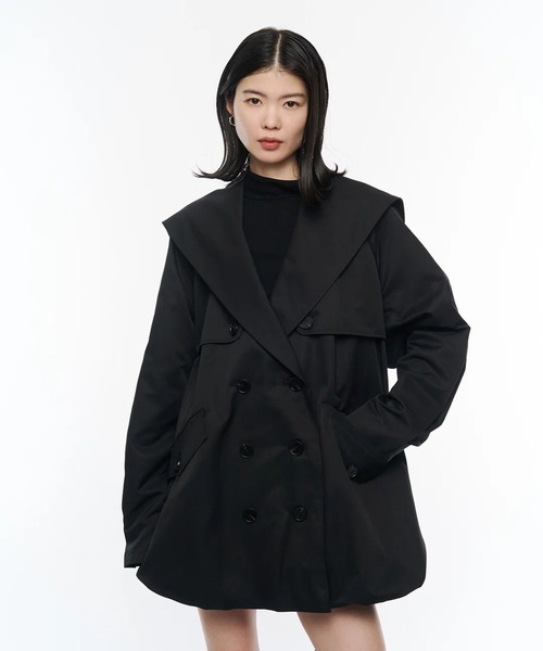 ジャケット・アウター POOLDE Sailor Dress Trench Black POOLDE（プールデ） トレンチコート コート Sailor Dress Trench