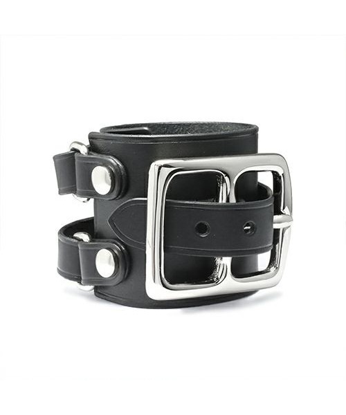 【美品】JAM HOME MADE レザーバングル 黒〈定価16,500円〉 JAM HOME MADE ブレスレット ポスト ダブル レザー バックル