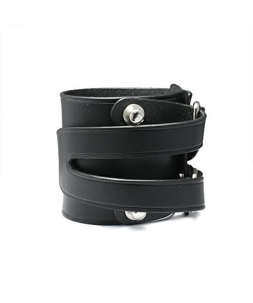 【美品】JAM HOME MADE レザーバングル 黒〈定価16,500円〉 JAM HOME MADE ブレスレット ポスト ダブル レザー バックル
