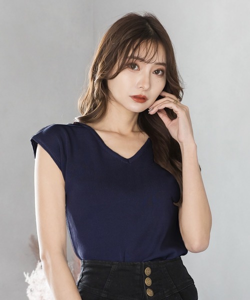 新品BEAUTY&YOUTH Vネック フレンチスリーブ ニット BEAUTY＆YOUTH UNITED ARROWS ニット セーター Vネック フレンチ