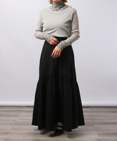 tシャツ BRODIAEA 長袖チュールシアートップス 8段メロー