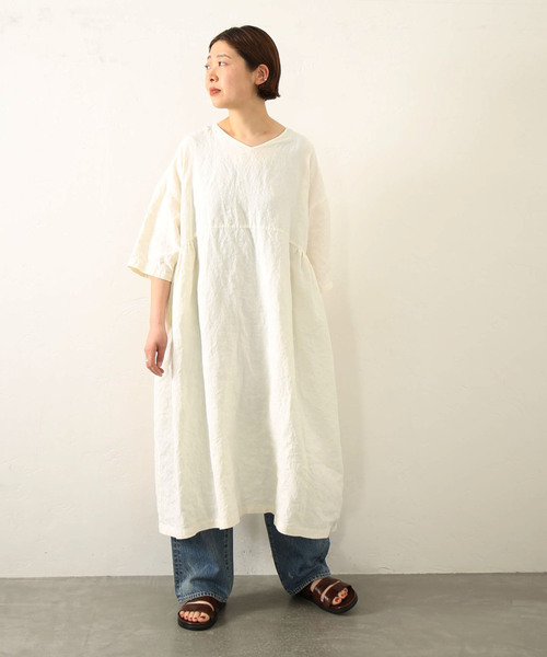 journalstandard luxe 40リネン Vネックワンピース セール】40リネン Vネックワンピース（ワンピース）｜JOURNAL