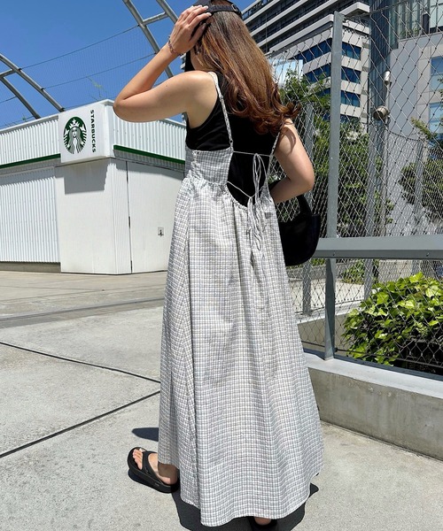 andme（アンドミー） ワンピース 夏 バックオープンリボンキャミ