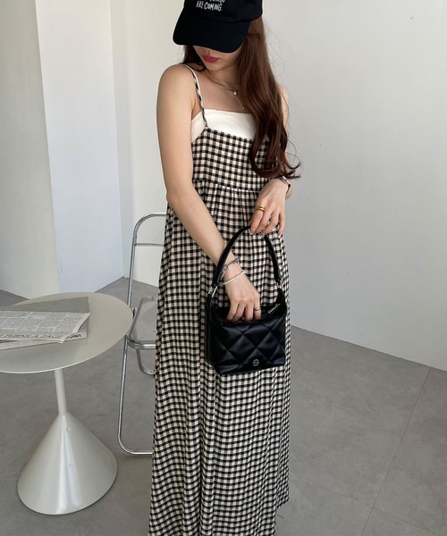 ワンピース バックオープンリボンキャミワンピース