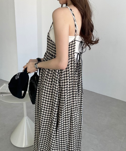 ワンピース バックオープンリボンキャミワンピース