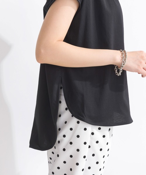 tシャツ パールデコレートノースリーブカットソー レディース PICCIN PERLA tシャツ 襟ビッグパールカットソー レディース
