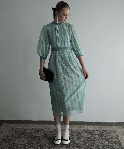 BONLECILL noir ドレス 「BONLECILL noir」ベロア切替ヴィンテージ総