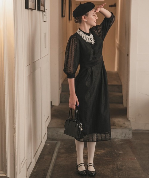 BONLECILL noir ドレス 「BONLECILL noir」ベロア切替ヴィンテージ総