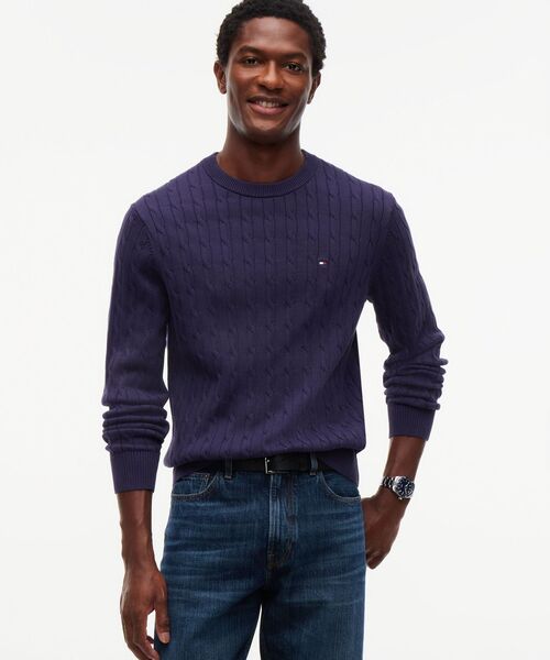 新品 トミーヒルフィガー  ブラウン 半袖 ケーブルニット大きいサイズ TOMMY HILFIGER（トミー・ヒルフィガー） セーター ニット ケーブル