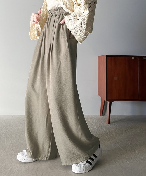 パンツ 大人こなれスタイル。ダブルタックギャザーワイドイージーパンツ レディース | classicalelf | 17