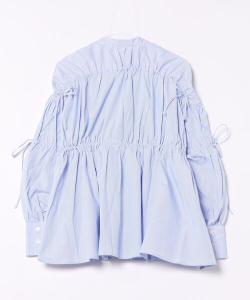 STYLEBLOCK ブラウス シャツ 先染めストライプギャザーリボン