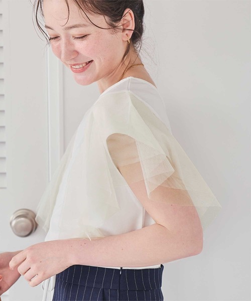 titivate tシャツ 前後2wayチュールフリル切替カットソー
