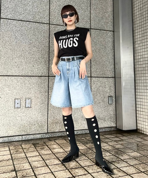 パンツ デニム ジーンズ 「Narcissus」フレアハーフデニム レディース 