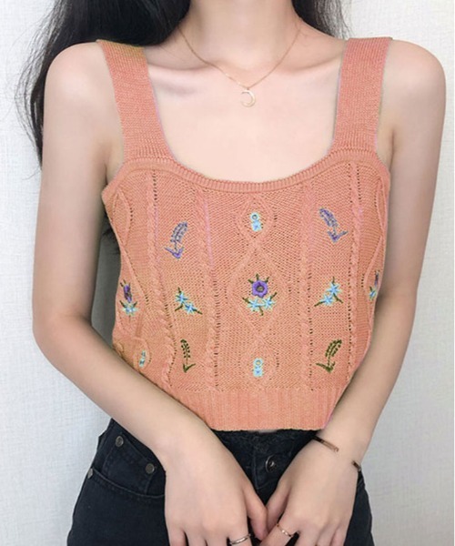 Salute 花柄刺繍 シースルーキャミソール Salute 花柄刺繍 シースルーキャミソール - メルカリ