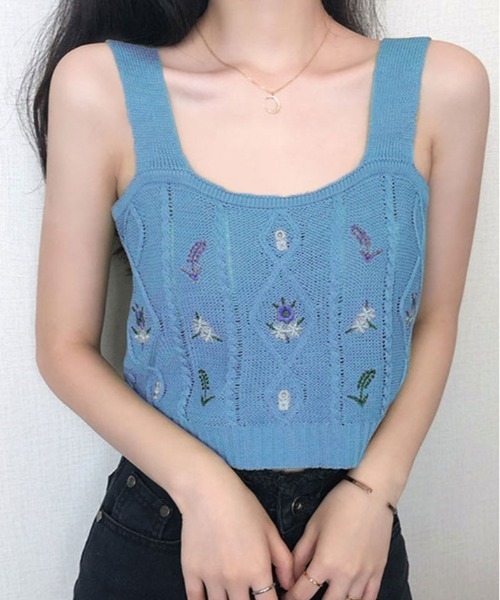 Salute 花柄刺繍 シースルーキャミソール Salute 花柄刺繍 シースルーキャミソール - メルカリ