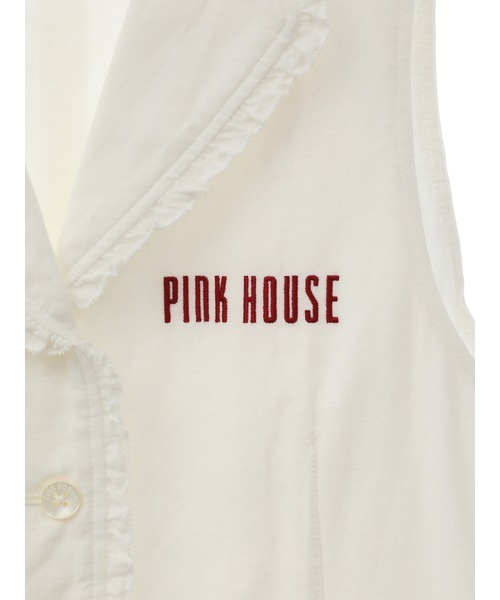 ロゴ刺繍入りロングジレ（ベスト）｜PINK HOUSE（ピンクハウス