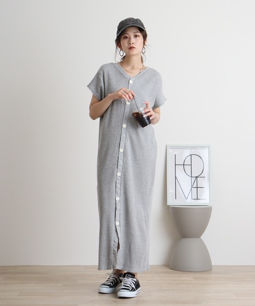 atONE（アットワン） ワンピース 夏 半袖 3WAY ワッフルバックボタン