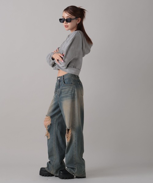 FOREVER21 パーカー 「2024FW」ピグメント風パーカー レディース