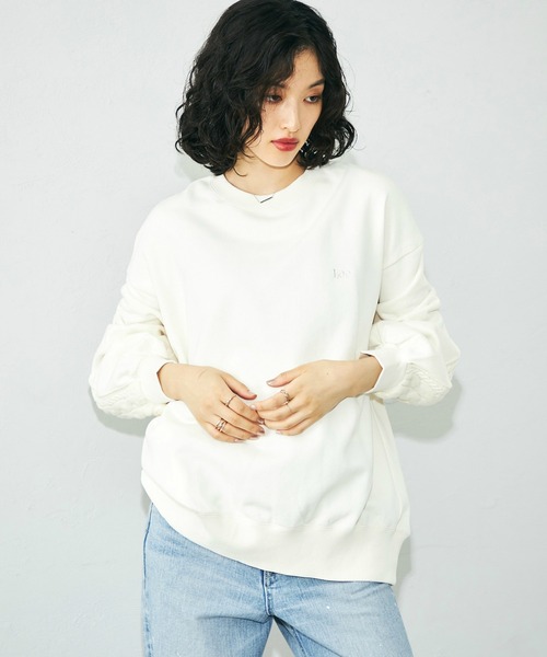 トレーナー スウェット Lee/リー ニットパネル スウェット ルーズシルエット 毎年好評 レディース Lee トレーナー スウェット Lee/リー ニットパネル ルーズ