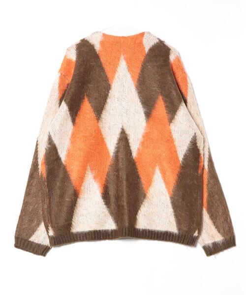ニット セーター HOUSTON / MOHAIR TOUCH CARDIGAN (DAIAMOND)ダイア柄 モヘアタッチ 起毛 ニット カーディガ HOUSTON カーディガン / MOHAIR TOUCH CARDIGAN (DAIAMOND