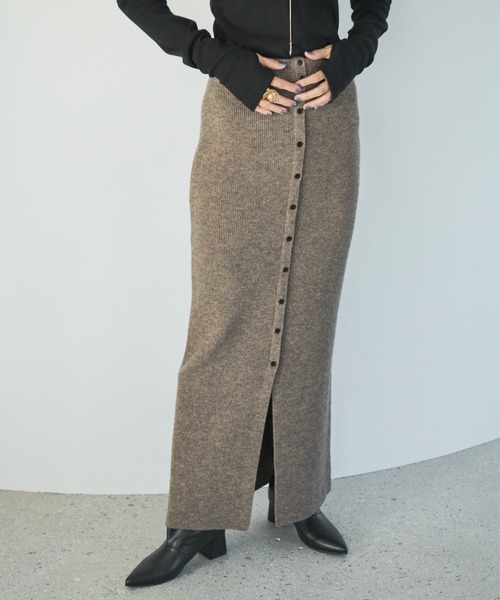 AIC. スカート 2WAYアルパカタッチニットロングスカート/ワンピース