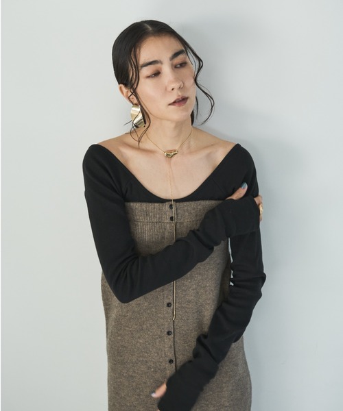 AIC. スカート 2WAYアルパカタッチニットロングスカート/ワンピース