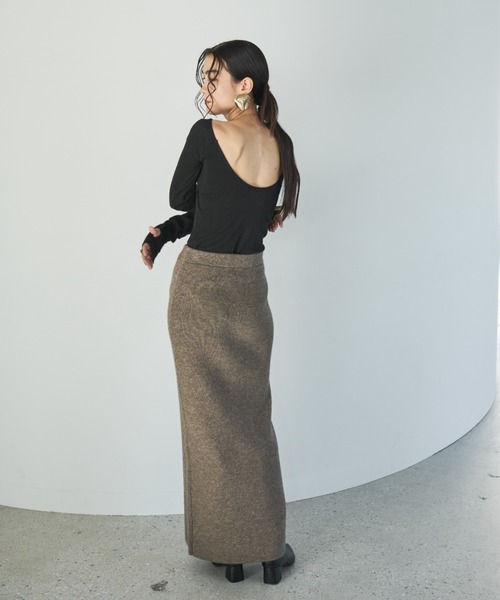 AIC. スカート 2WAYアルパカタッチニットロングスカート/ワンピース