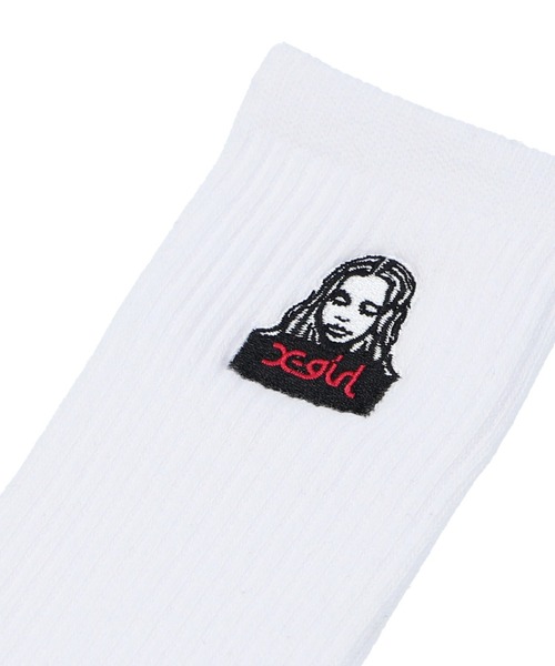 ブランドガール様 X-girl 靴下 FACE EMBROIDERY RIB SOCKS レディース : ZOZOTOWN