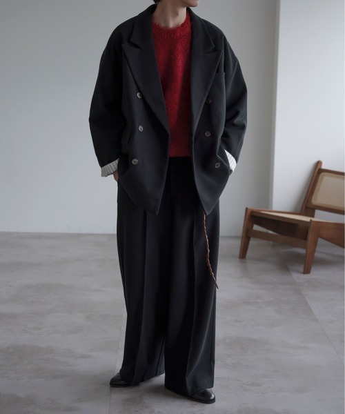 epnok ジャケット テーラードジャケット ピークドラペルメルトン