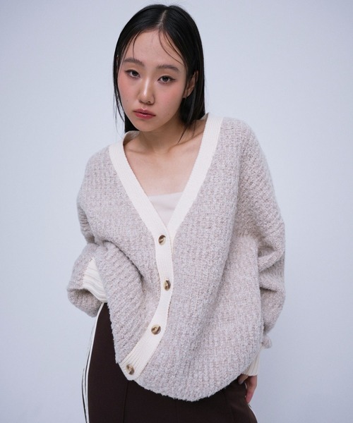 トップス RANDY Peel off POODLE PULLOVER CARDIGAN YOOU カーディガン Poodle cardigan (プードルカーディガン