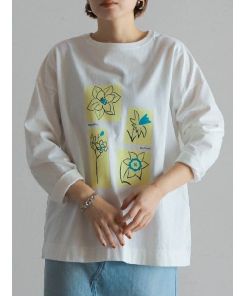 tシャツ スプリングフラワープリント　ロンTEE レディース